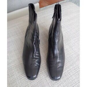 Munro Women’s Lilian Leather Ankle Heel Boots Size 10.5 M Black